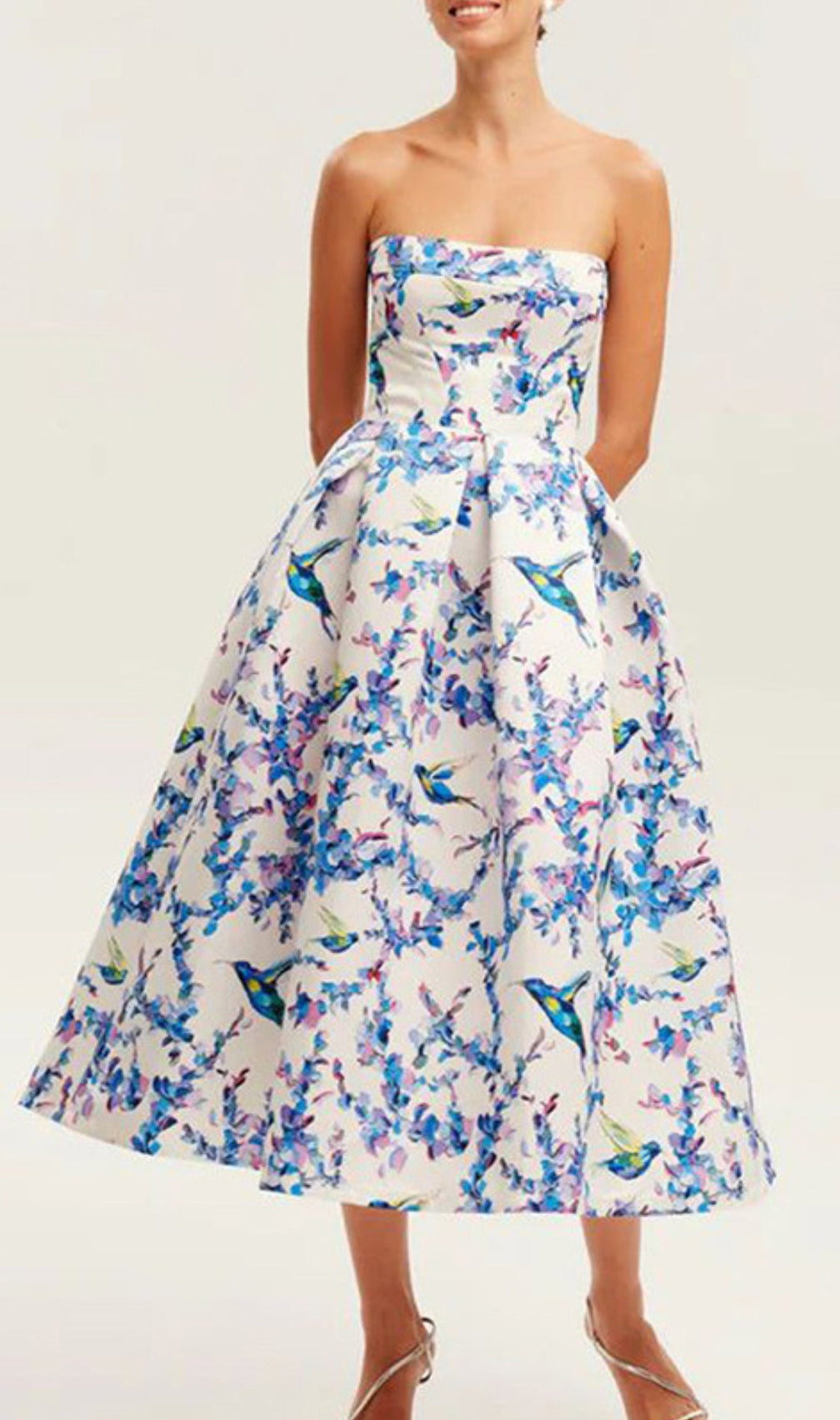 Bona Strapless Floral Corset A Line Midi Dress