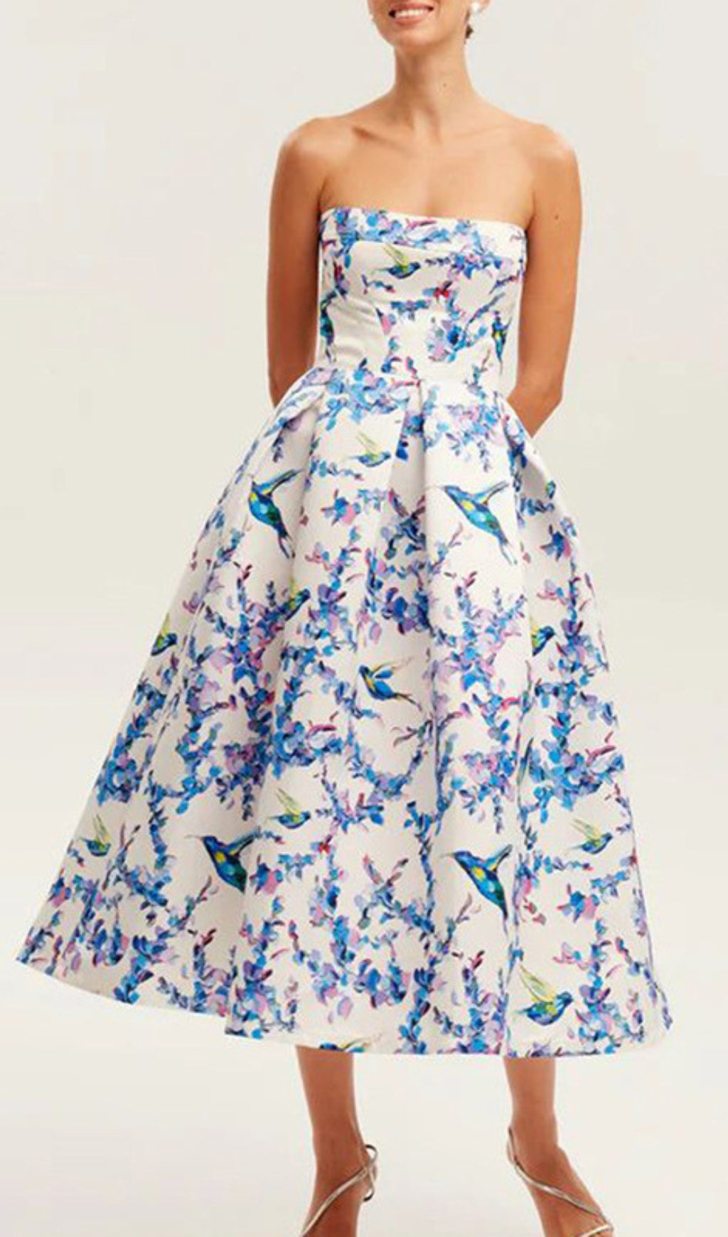 Bona Strapless Floral Corset A Line Midi Dress
