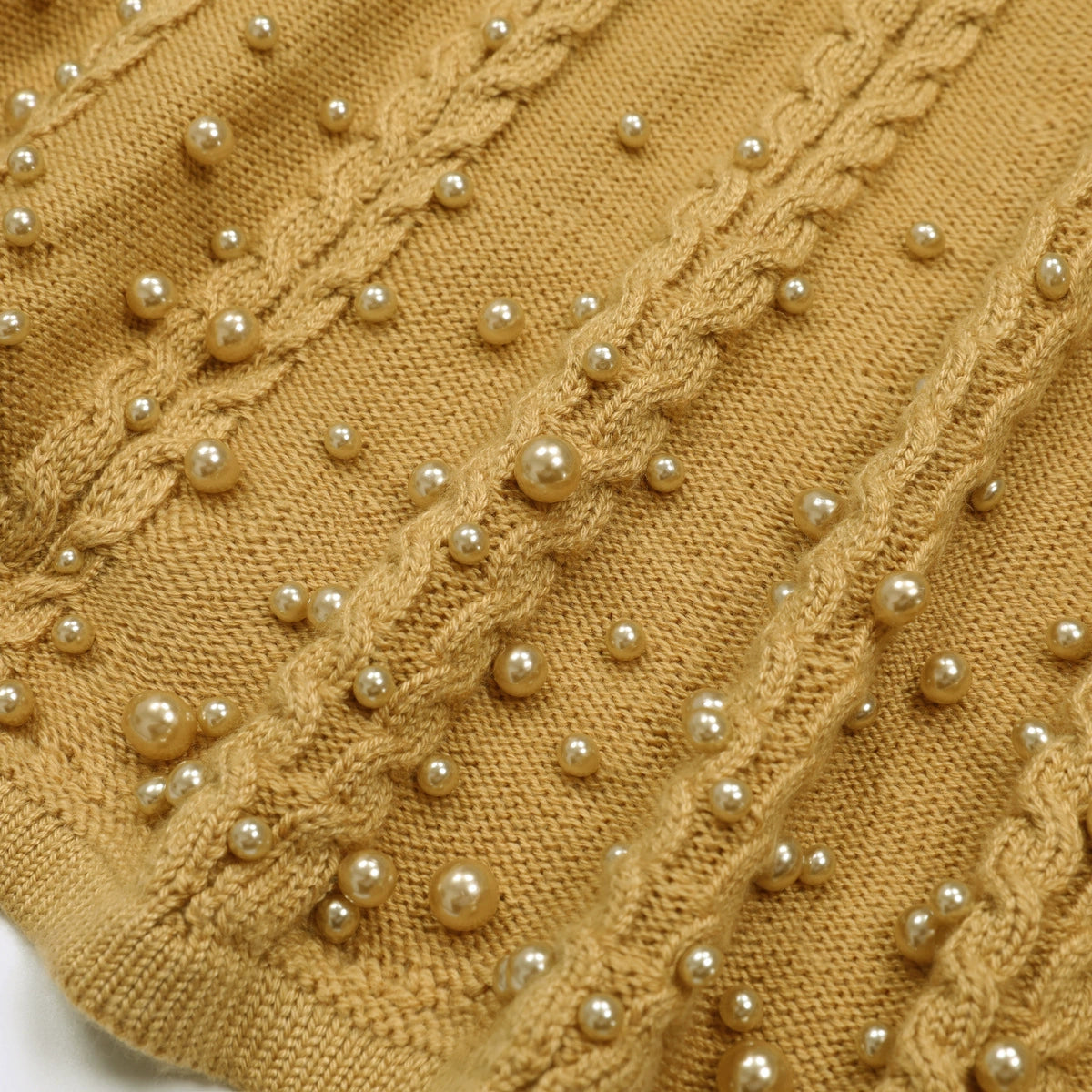 Jace Pearl Embellished Cable Knit Midi Dress - Elegant Lavender Chic