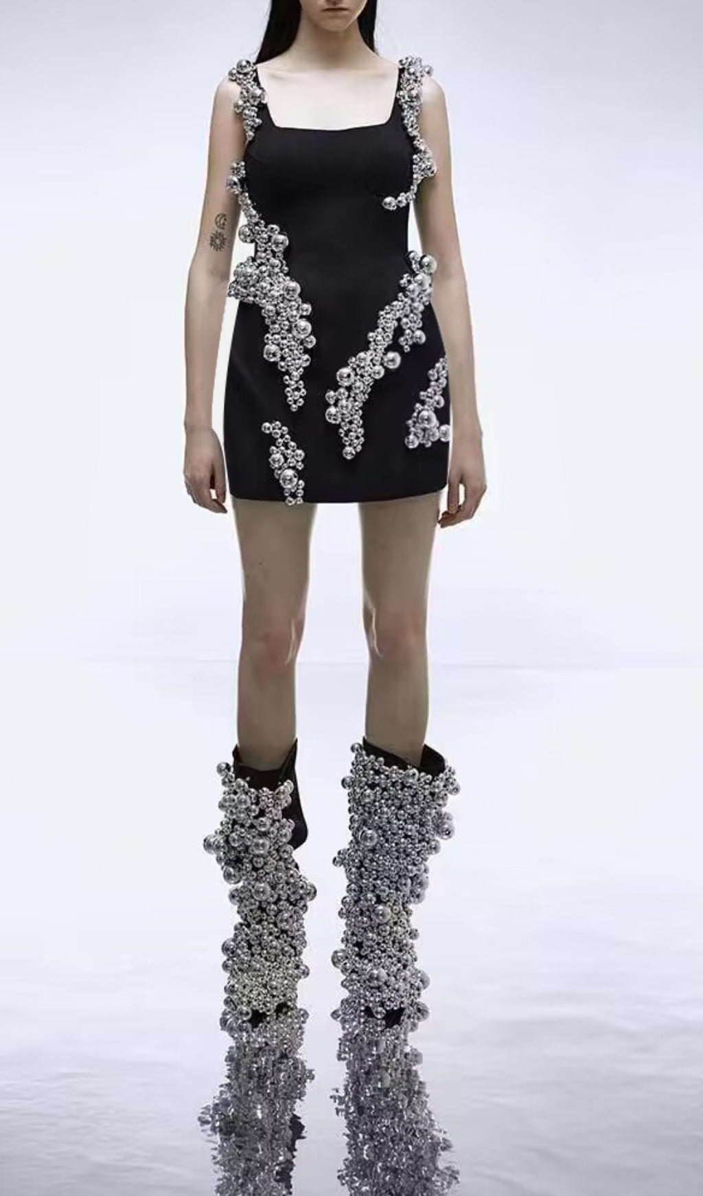 Biagio Black Embellished Mini Dress