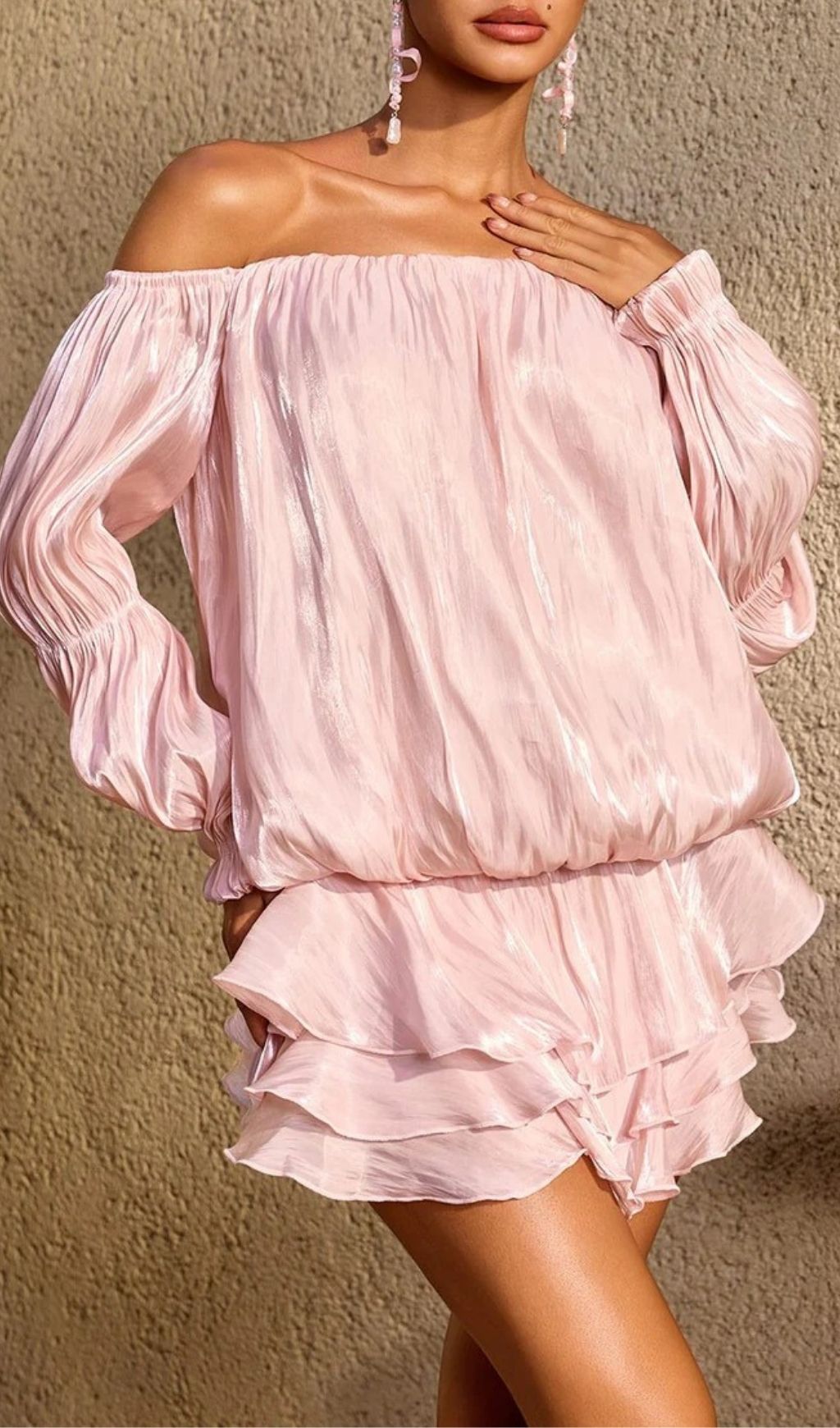 Ryndoric Off Shoulder Ruffle Mini Dress