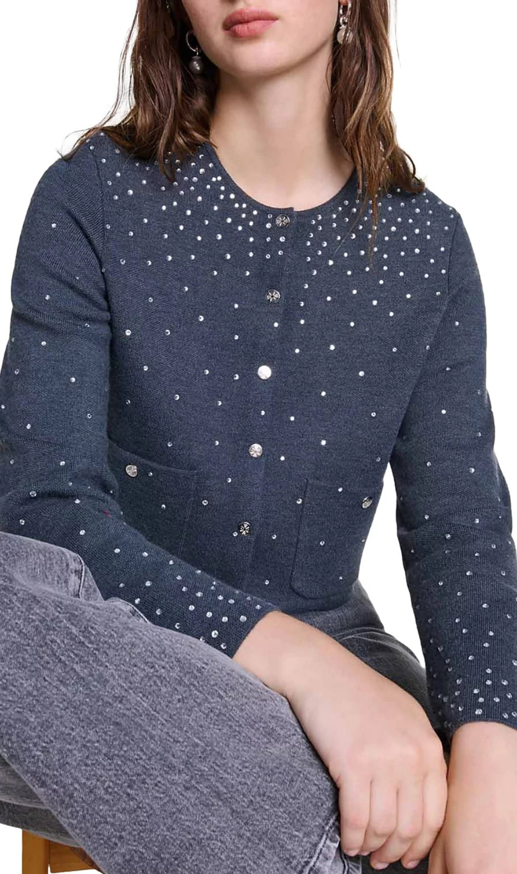 Mistrassa Rhinestone Cardigan