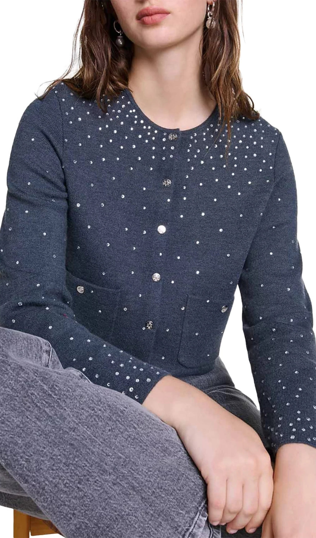 Mistrassa Rhinestone Cardigan