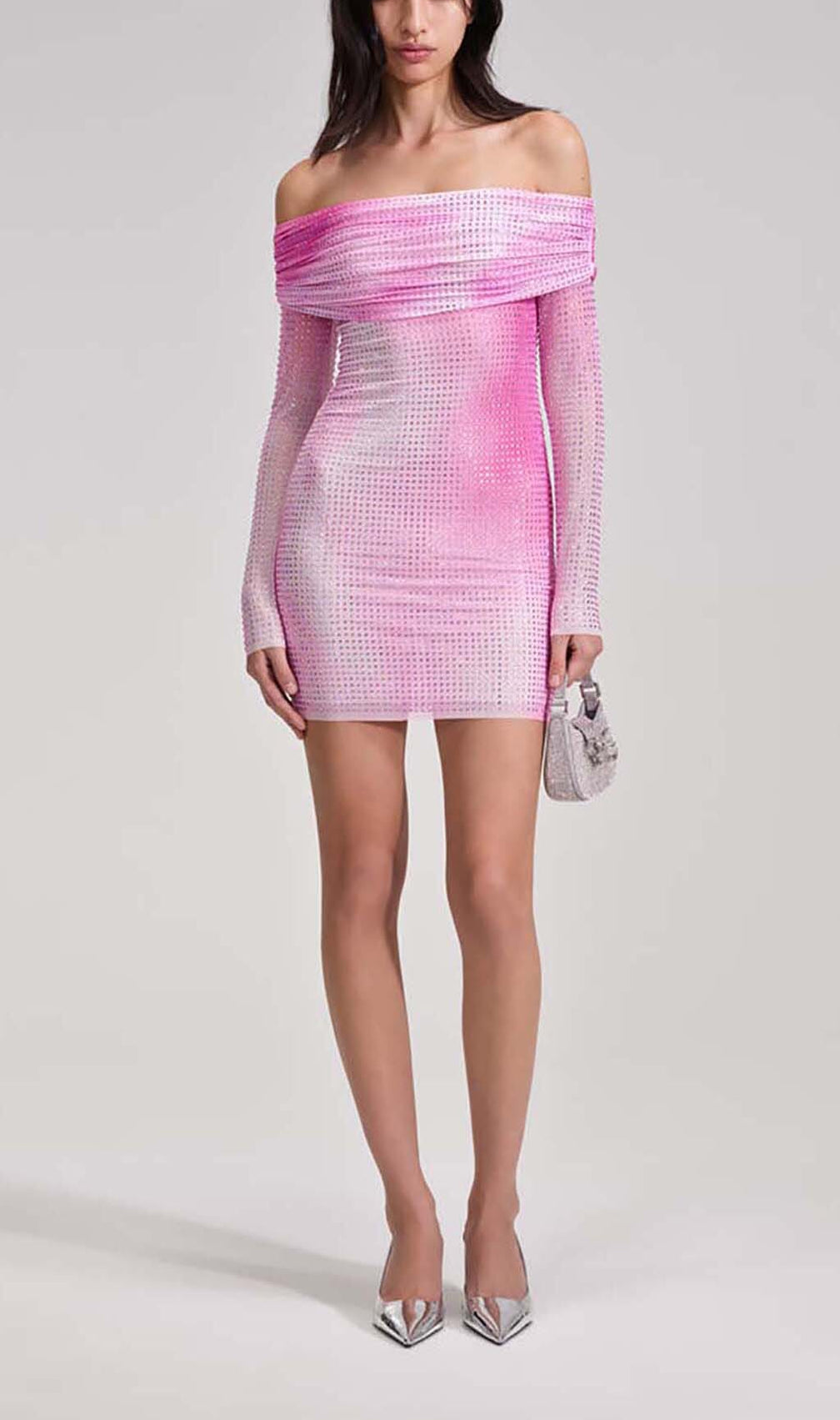 Strapless Crystal-Embellished Mini Dress In Pink