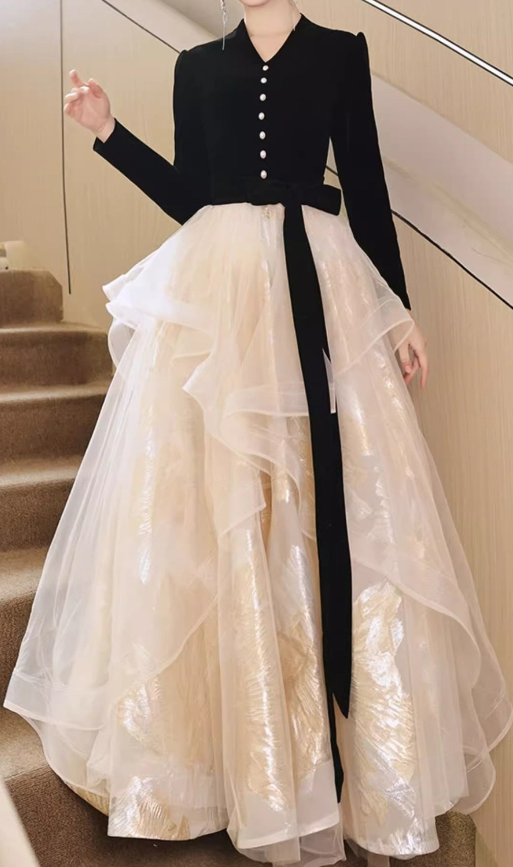 Chionia Long Sleeve Mesh Maxi Dress