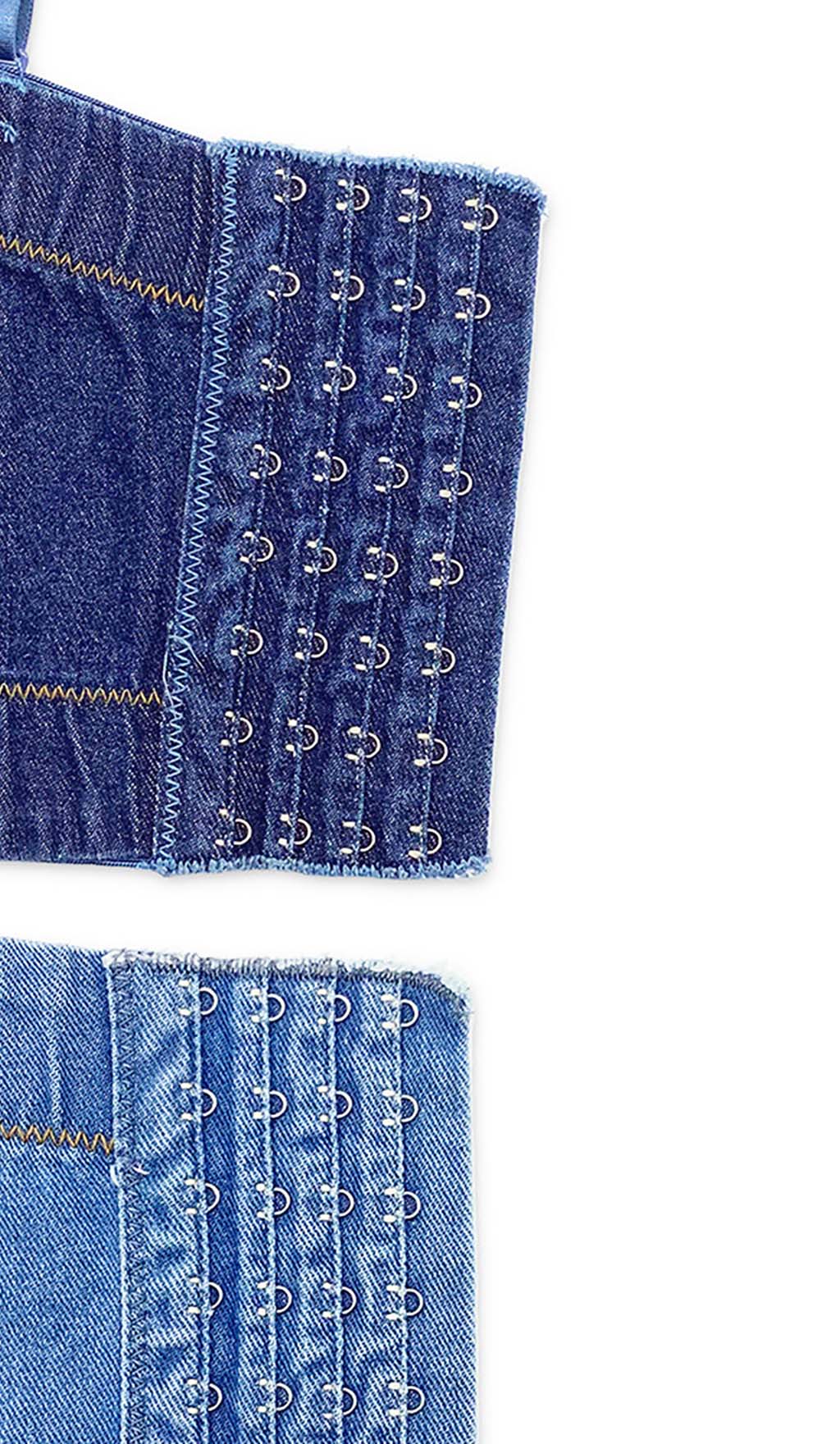 Bustier Denim Top In Blue