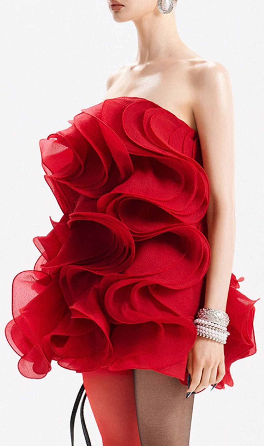 Indiana Red Ruffle Strapless Mini Dress | Vibrant Party & Date Night