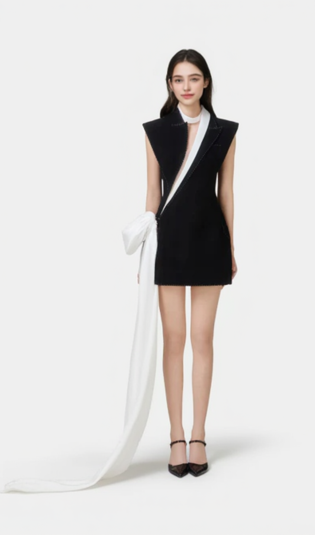 Shoulder Pad Black mini Dress