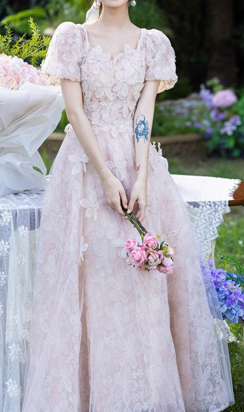 Gable Flower Mesh Maxi Dress