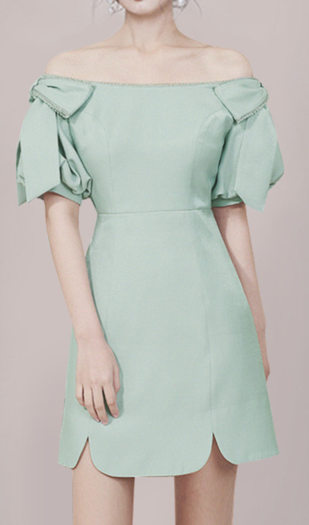 Donae Green Off-Shoulder Mini Dress