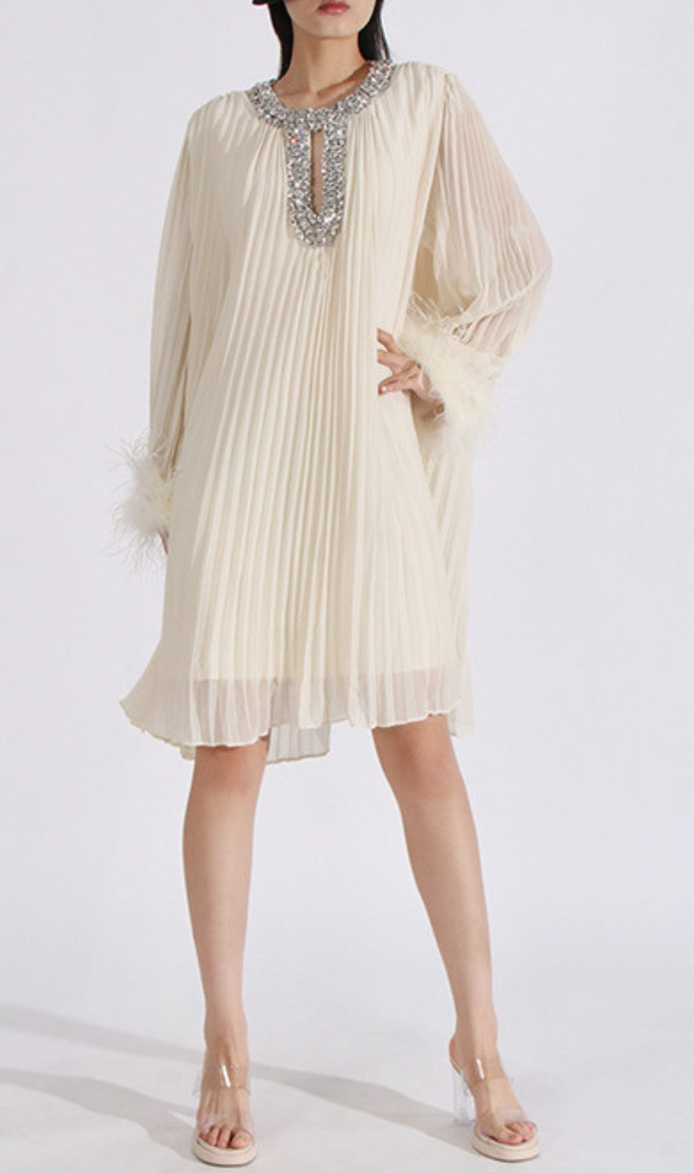 Carlson Diamond Fold Feather Mini Dress