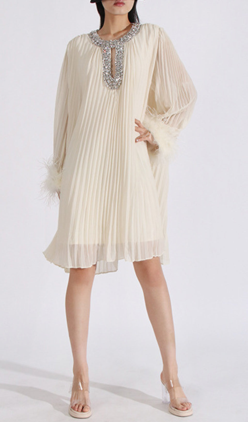 Carlson Diamond Fold Feather Mini Dress