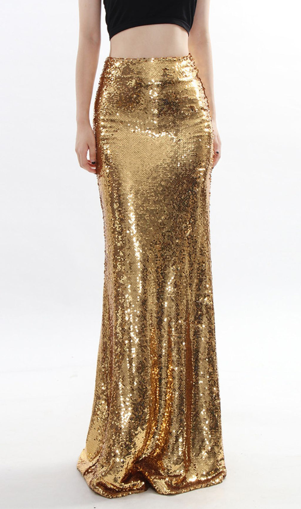 Javed Glamour Gold Sequin Maxi Skirt - Dazzling Evening & Party Wear