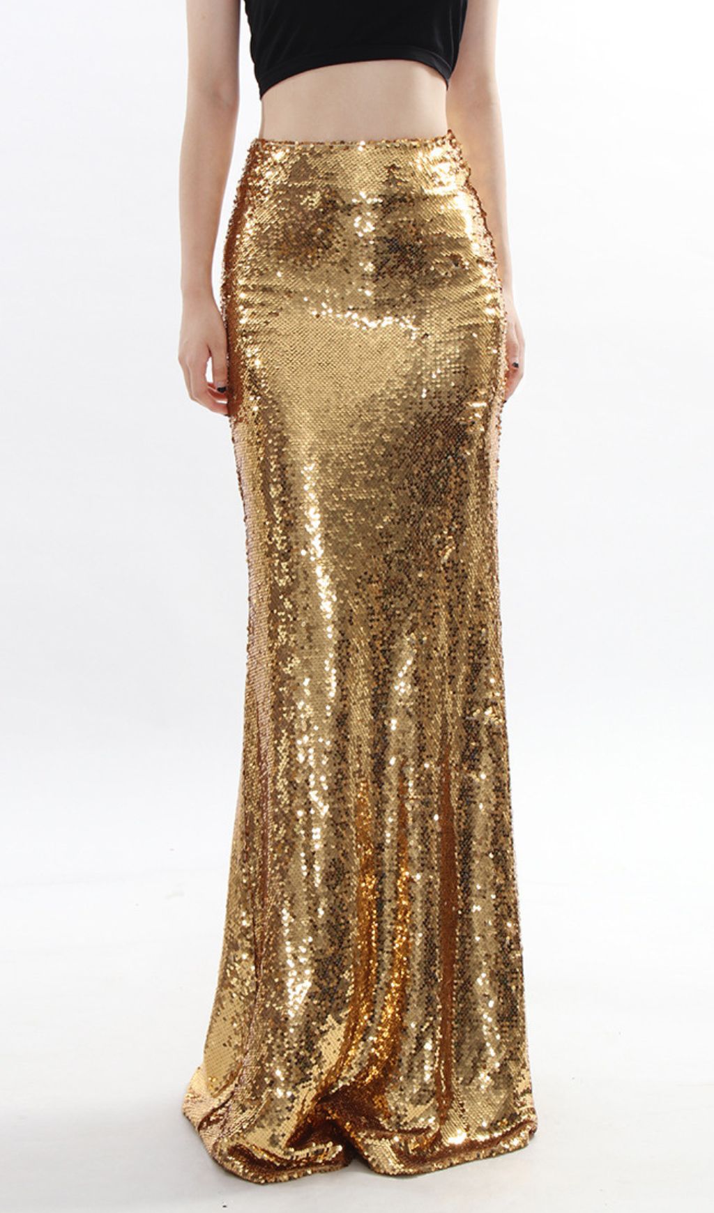 Javed Glamour Gold Sequin Maxi Skirt - Dazzling Evening & Party Wear
