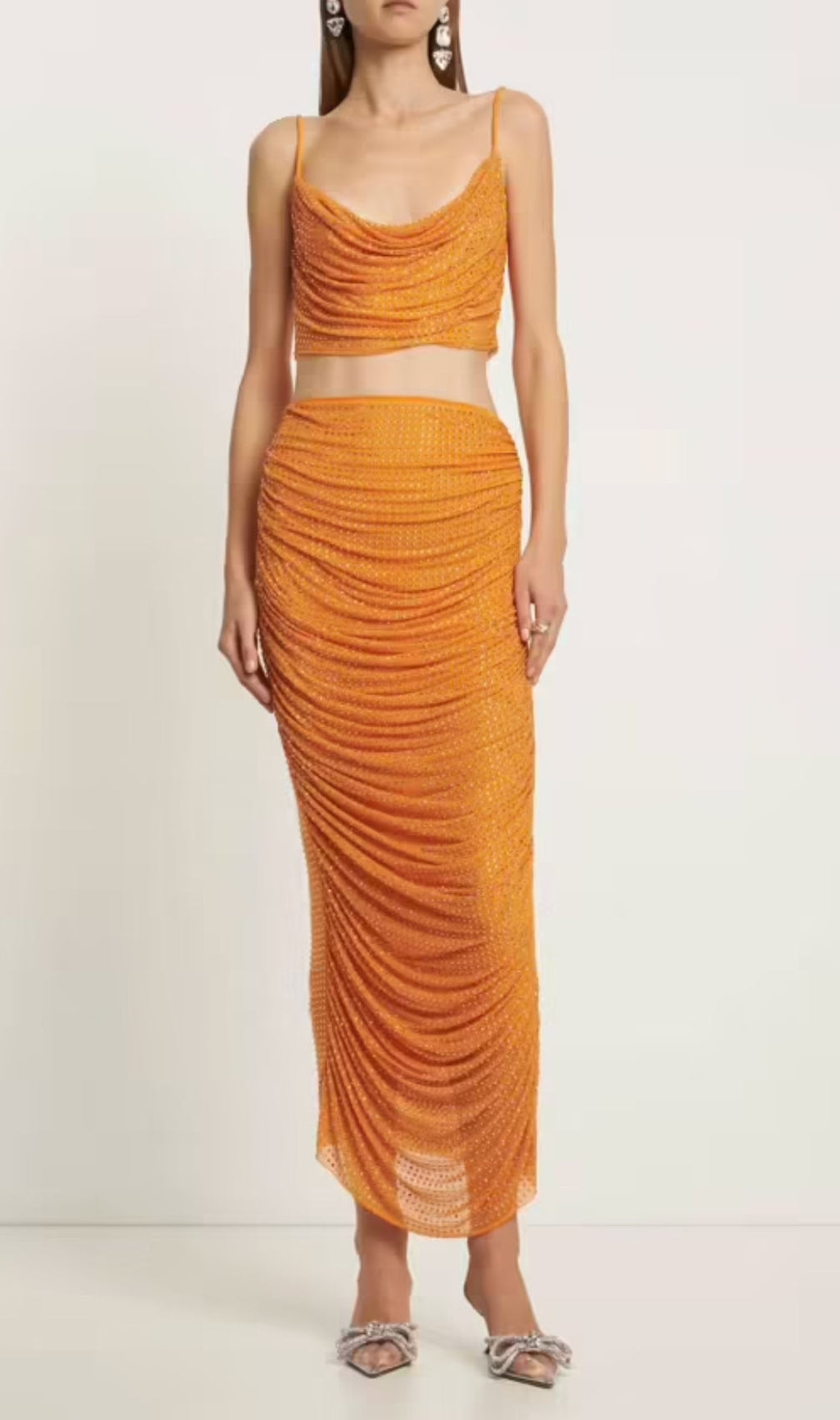 Buzz Orange Diamond Maxi Skirt Set