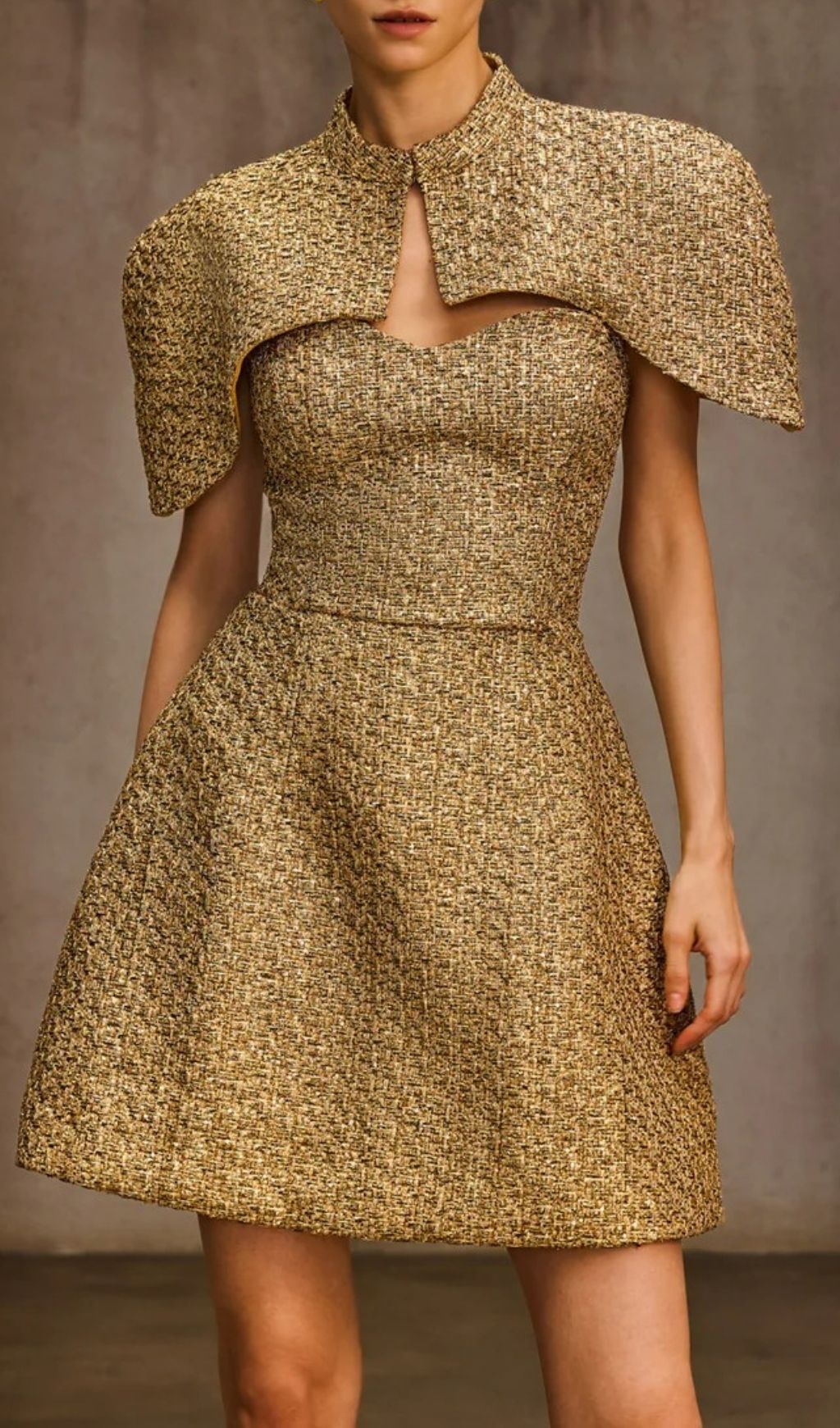 Omnirae Cape Lace Up Mini Dress