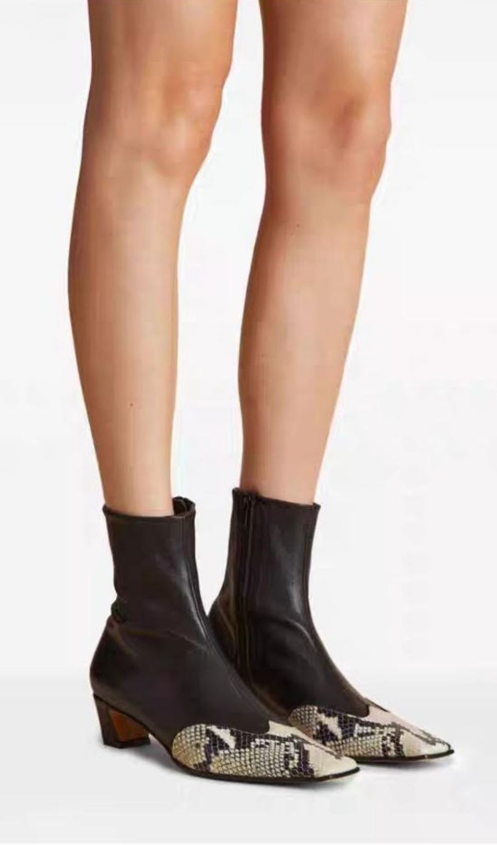 Katen 'Wild Allure' Snake Print Pointed Toe Ankle Boots for Women