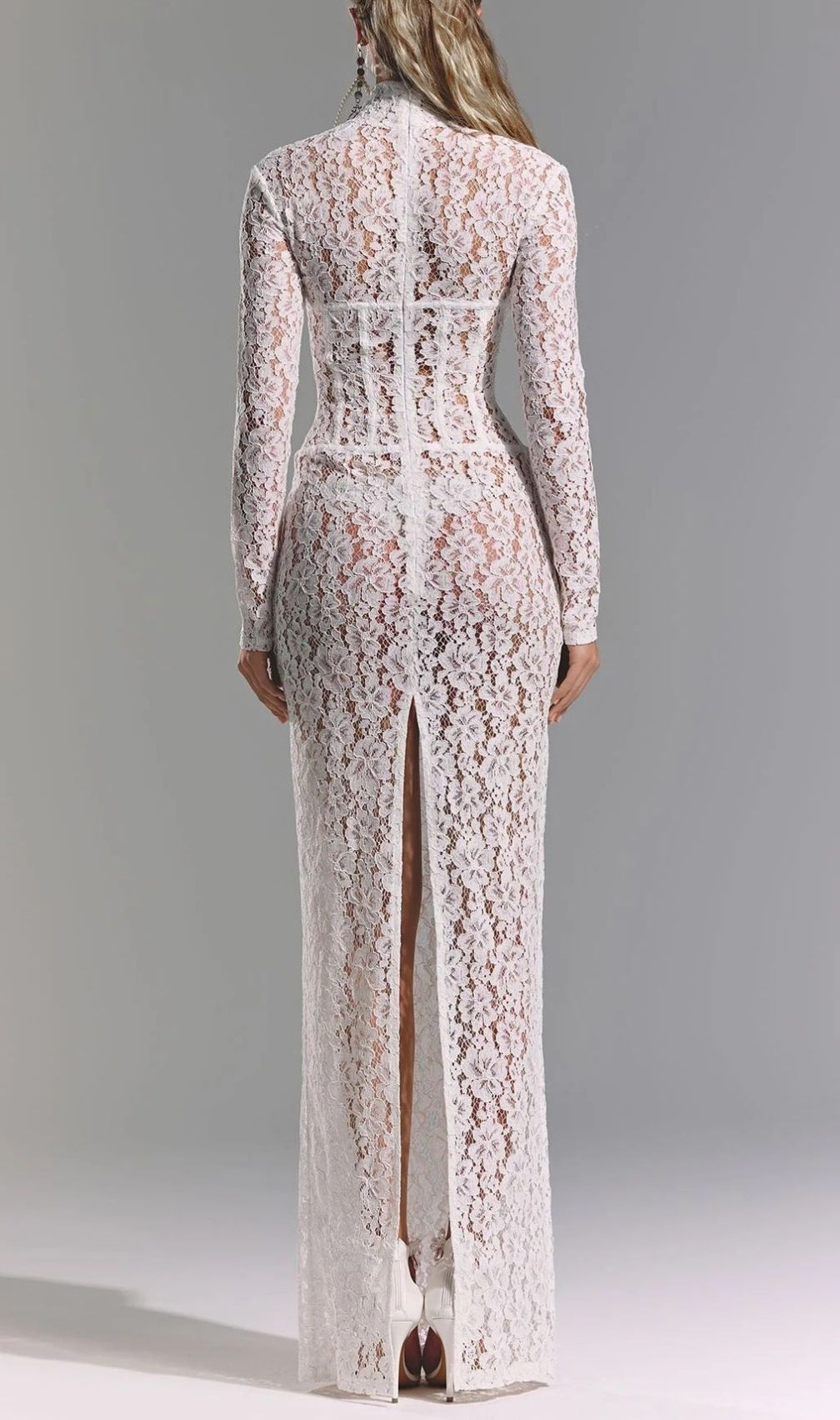 Isolde White Floral Lace Corset Maxi Dress - Ethereal Elegance for Weddings & Galas
