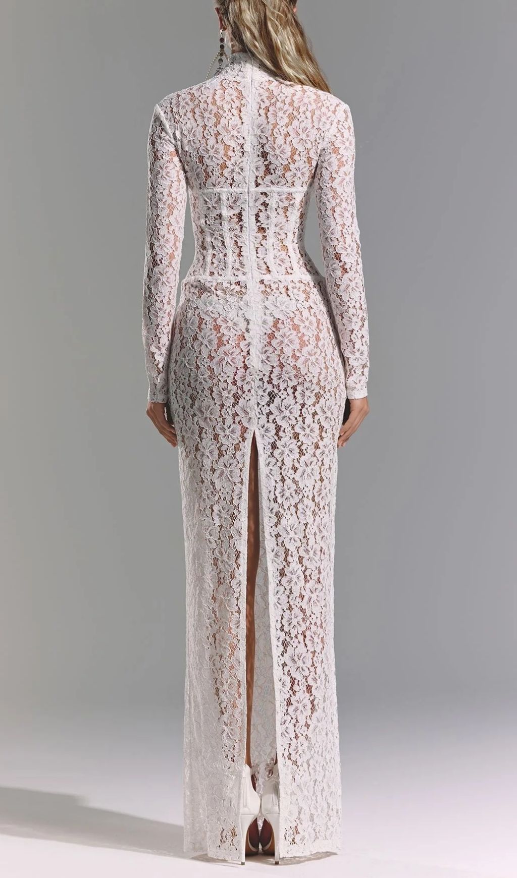 Isolde White Floral Lace Corset Maxi Dress - Ethereal Elegance for Weddings & Galas