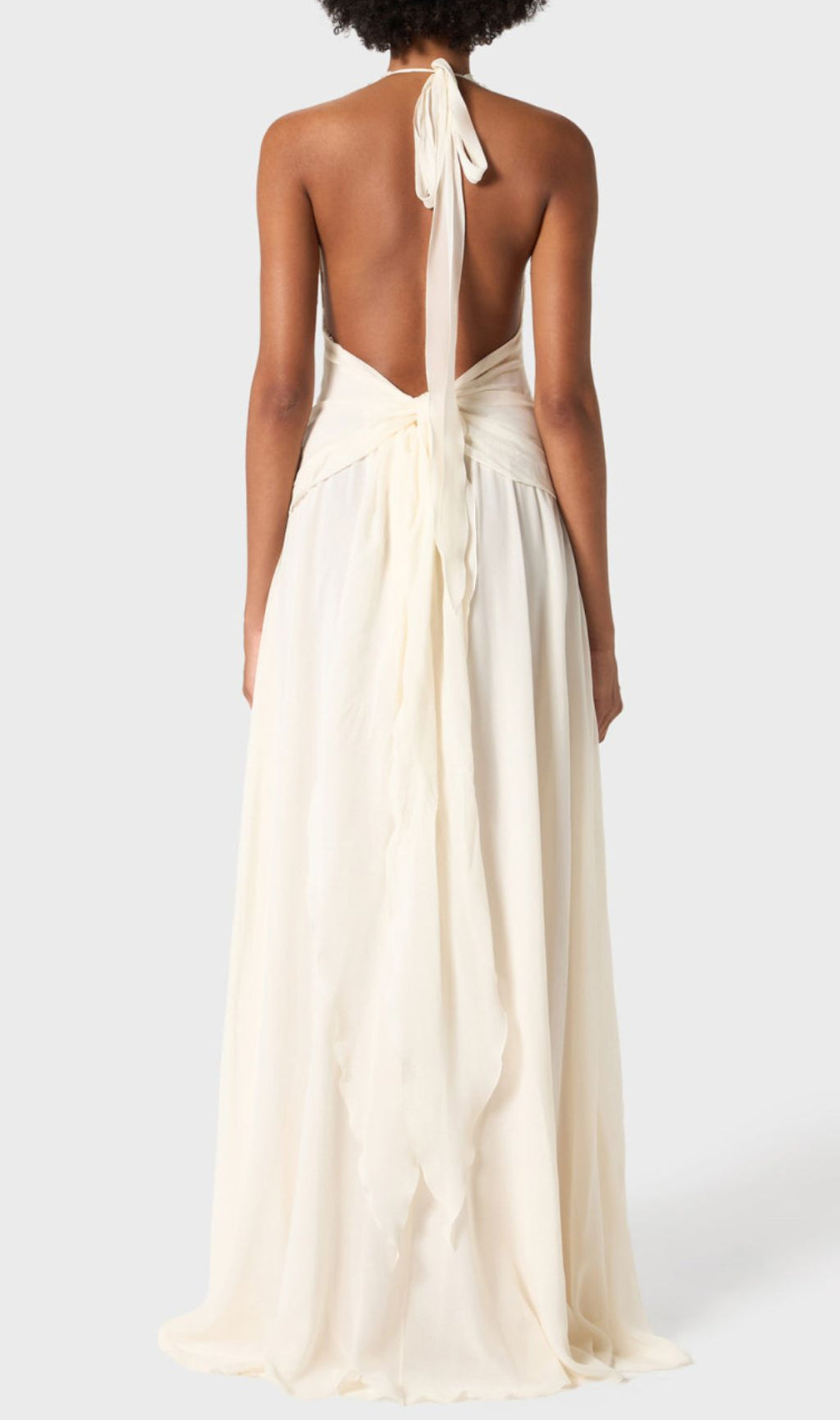 Florine Halter Flower Ruffle Maxi Dress