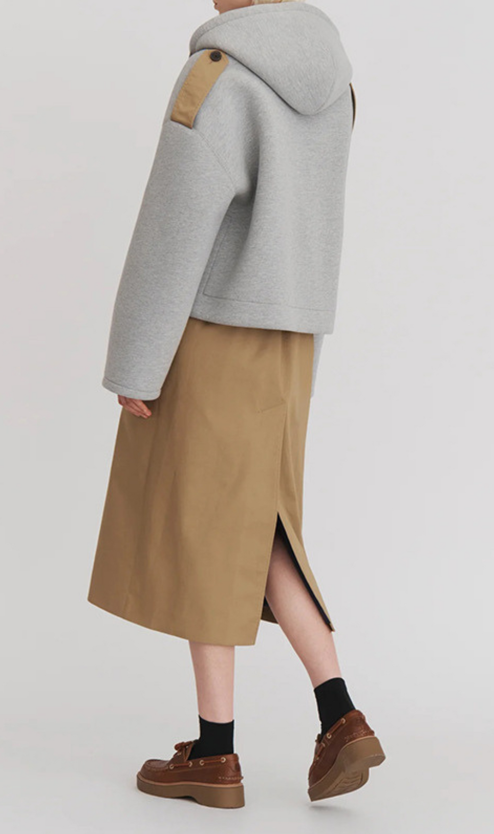 Gwidon Color-blocked Long Coat With A Hood