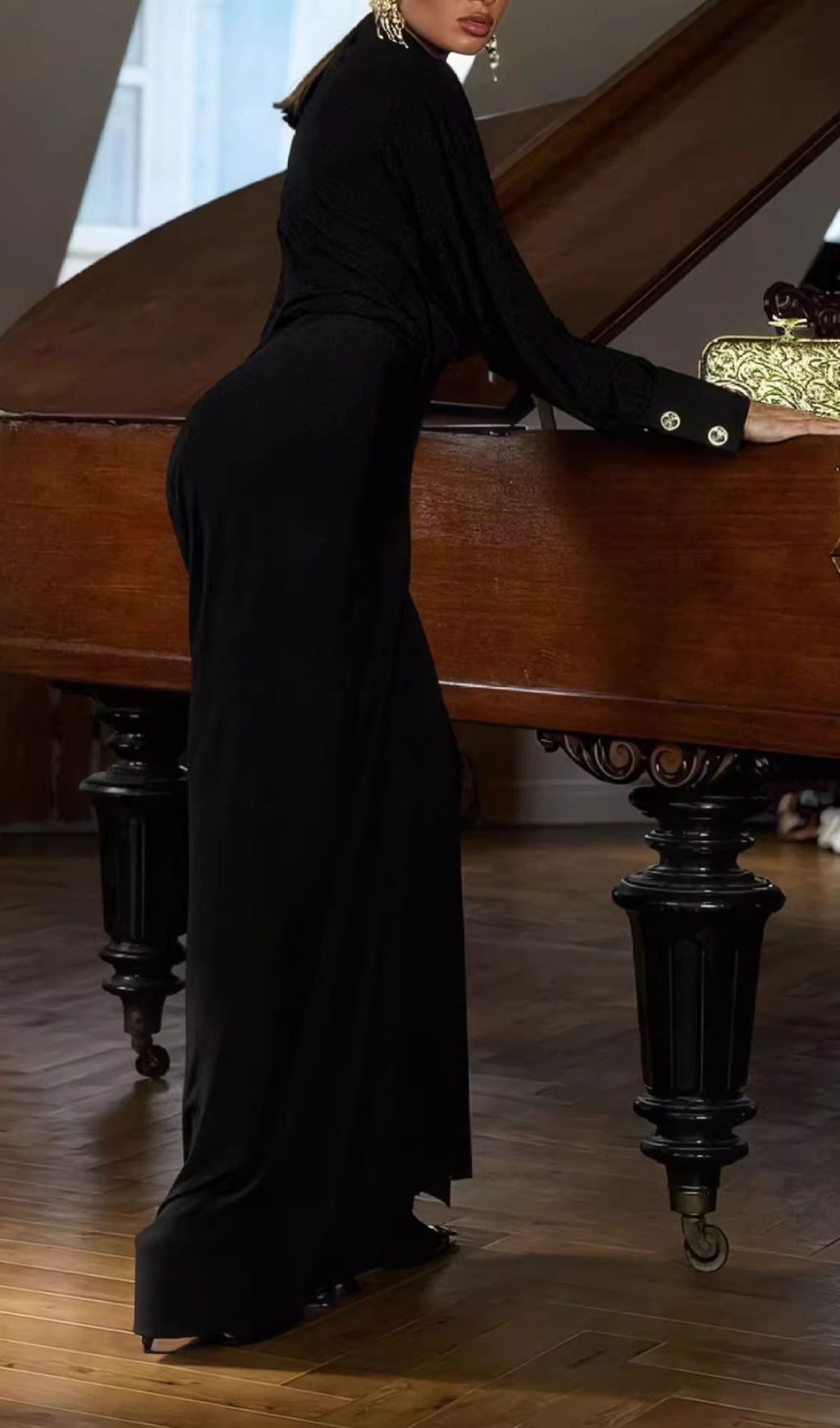 Hikari Long Sleeve Ruched Maxi Dress