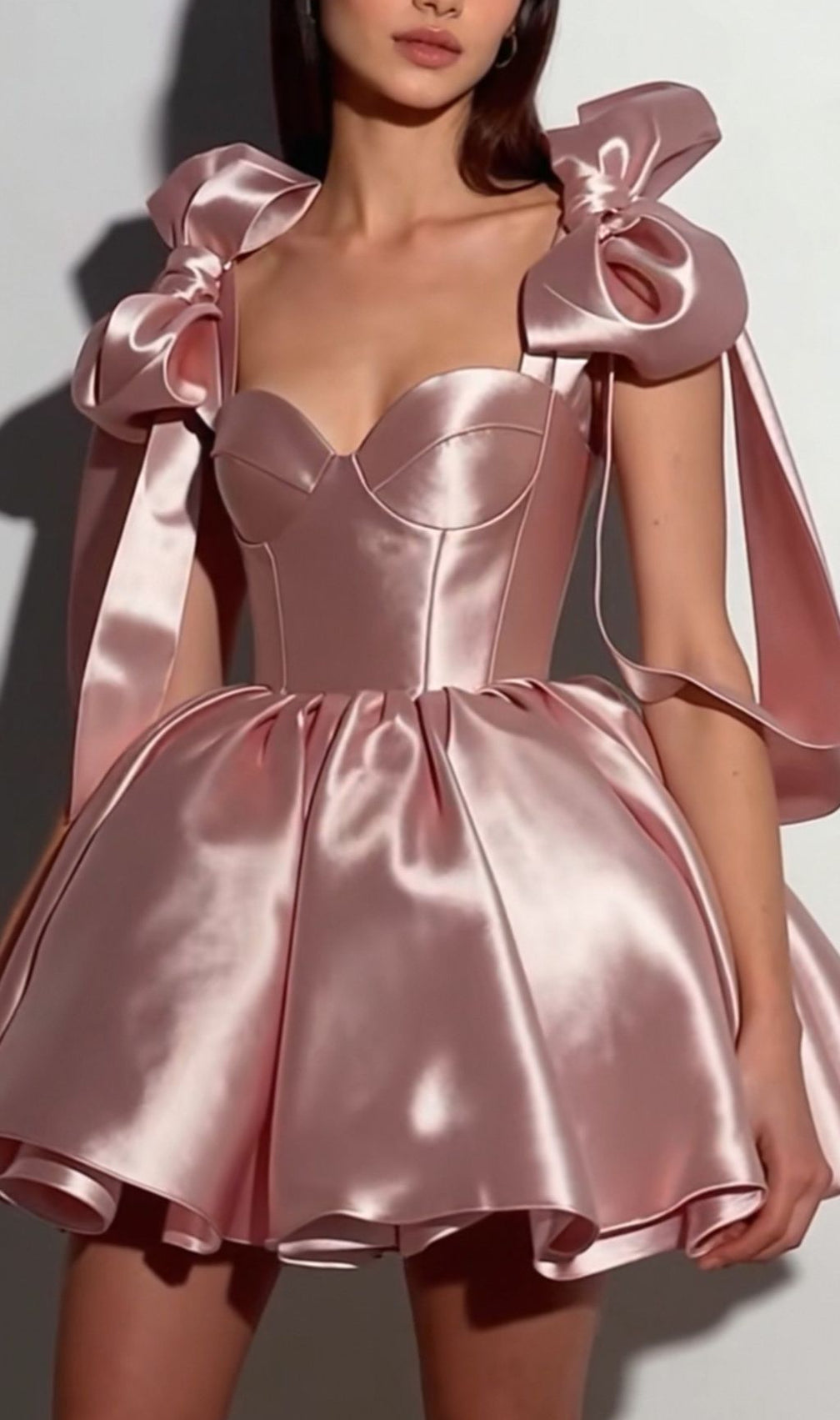 Jazzlyn Blush Pink Satin Bow Mini Dress | Glamorous Party & Cocktail