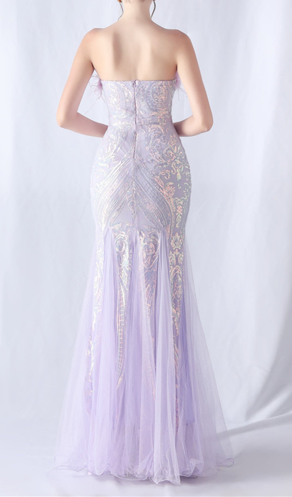 Choire Purple Sequin Feather Maxi Dress