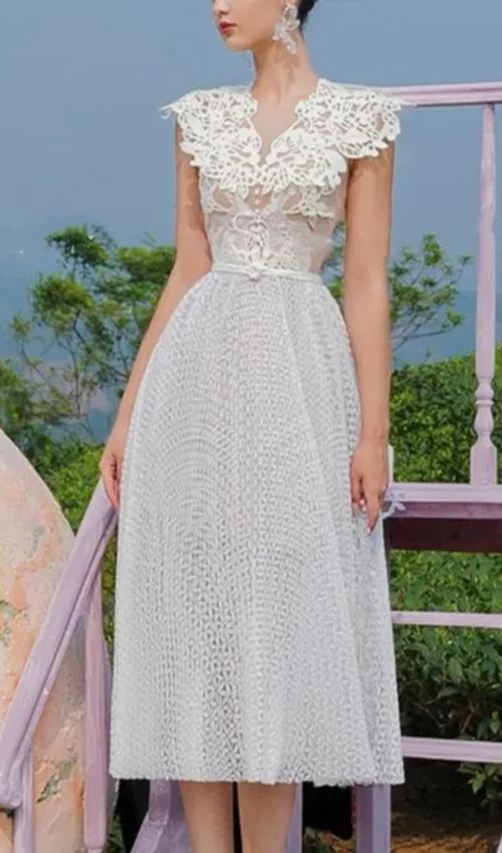 Arnost Lace Floral Midi Dress
