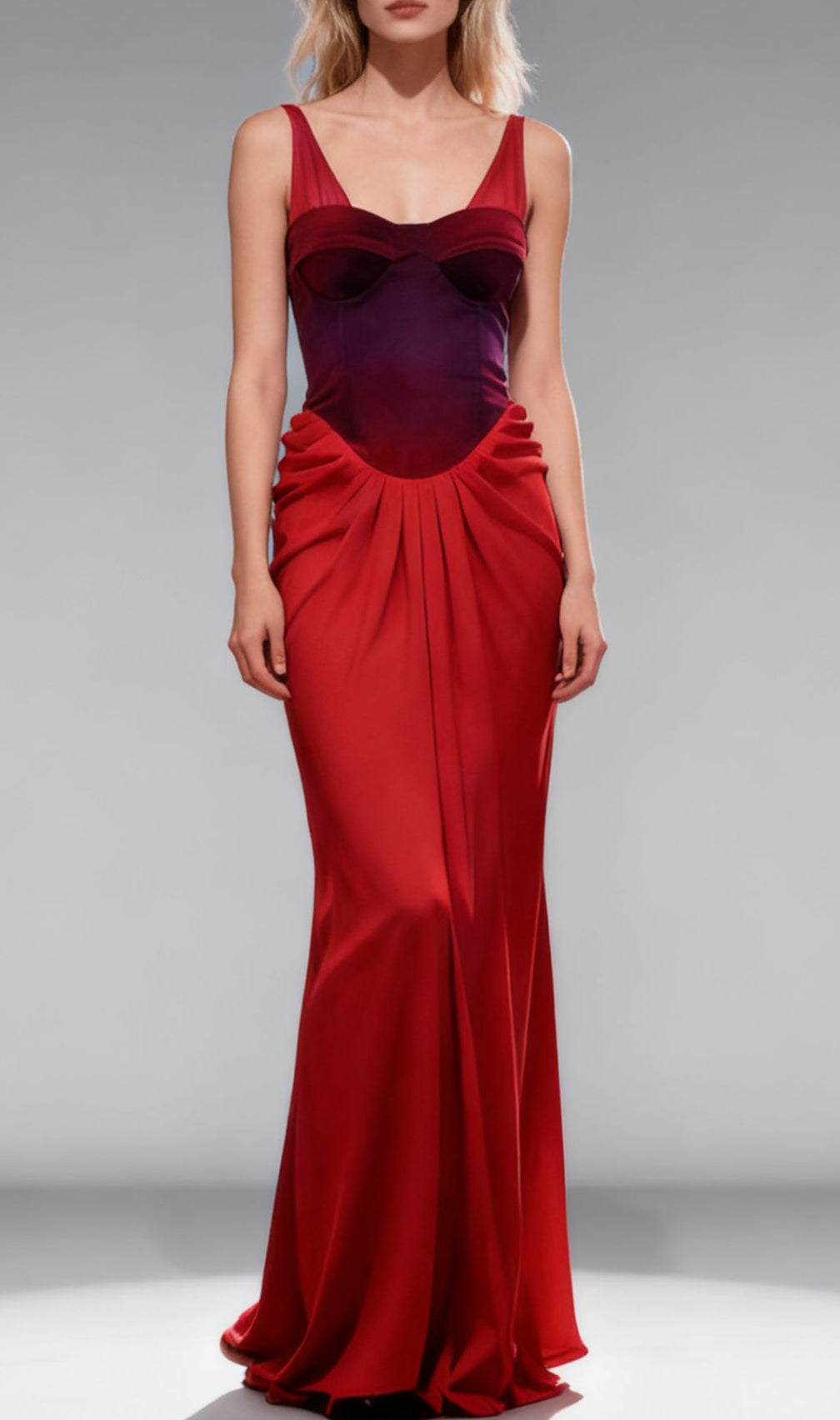 Jette Red Velvet Draped Maxi Gown | Elegant Formal Evening Dress