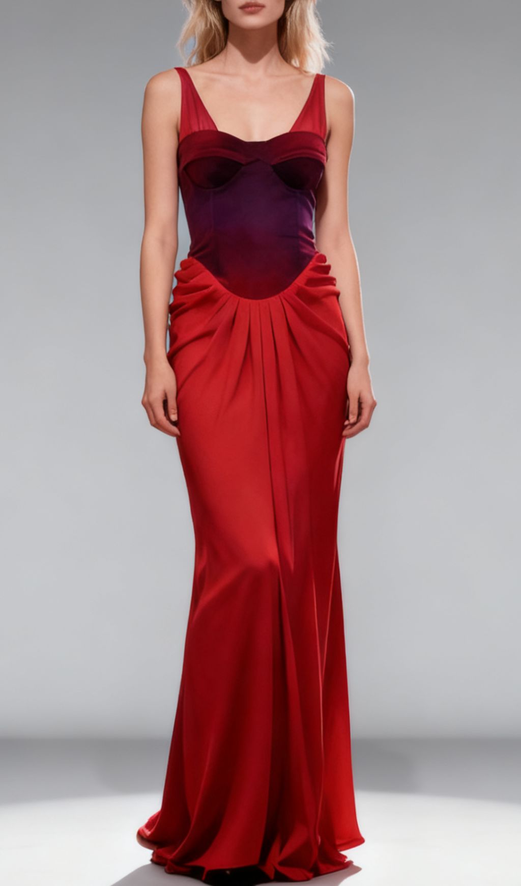 Jette Red Velvet Draped Maxi Gown | Elegant Formal Evening Dress