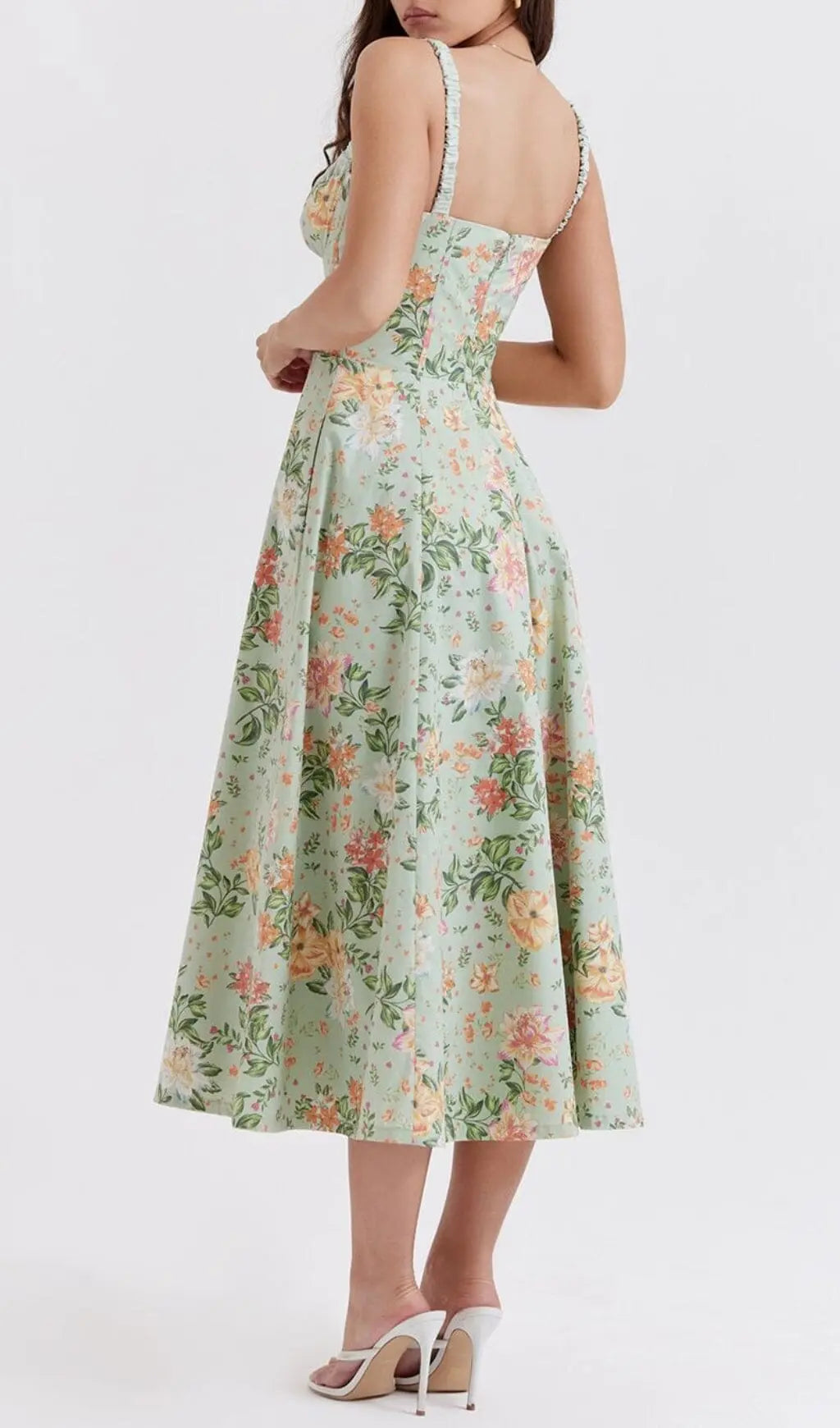 Light Jade Print Bustier Sundress