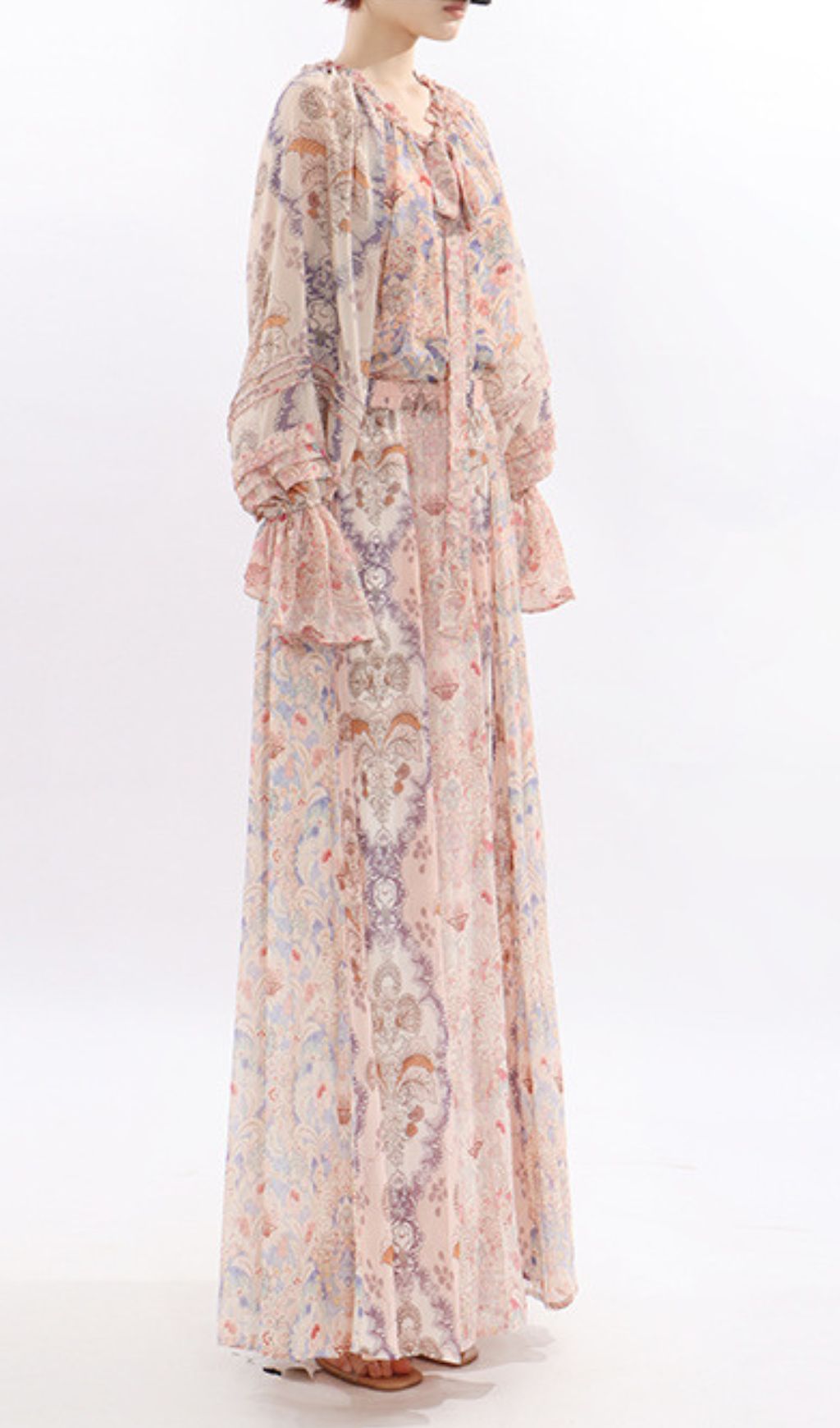 Jawahir Boho Chic Printed Long Sleeve Maxi Two-Piece Set - Effortless Elegance