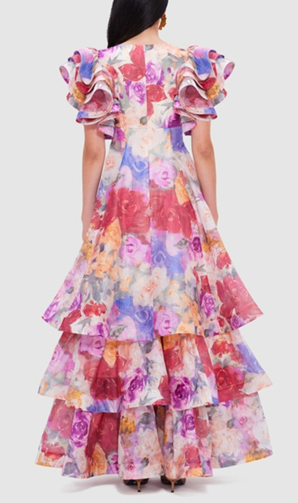 Élodie Floral-Print Ruffled Gown