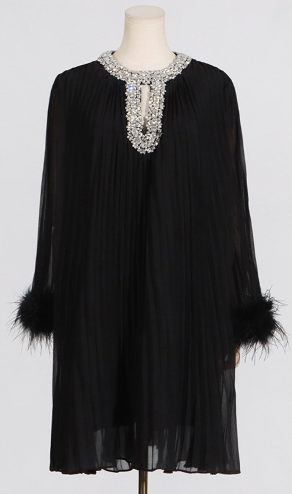 Carlson Diamond Fold Feather Mini Dress