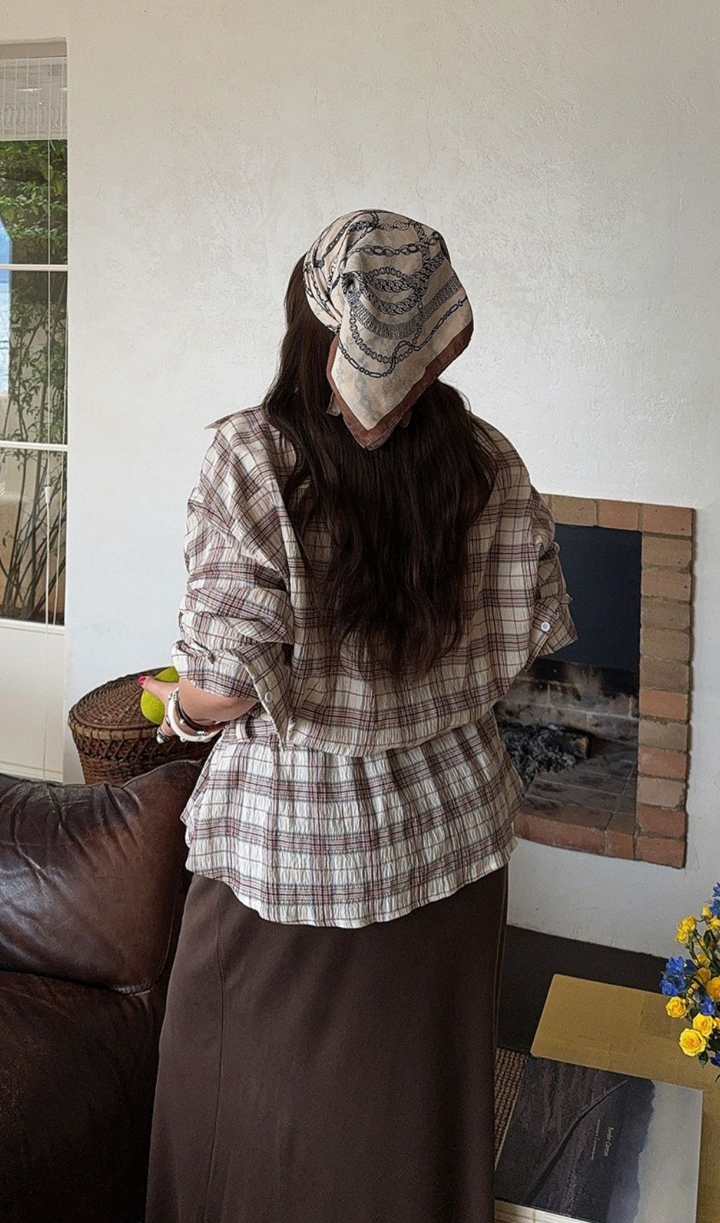 Lailah Plaid Long-Sleeved Plus Size Shirt Top