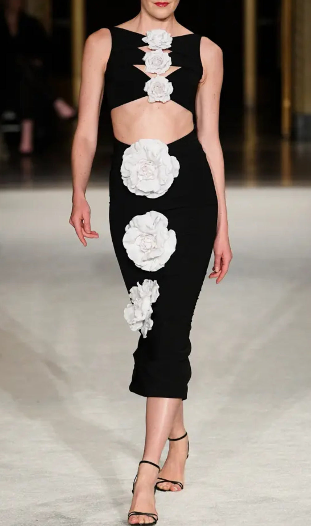 Atia Flower Cutout Midi Bandage Dress