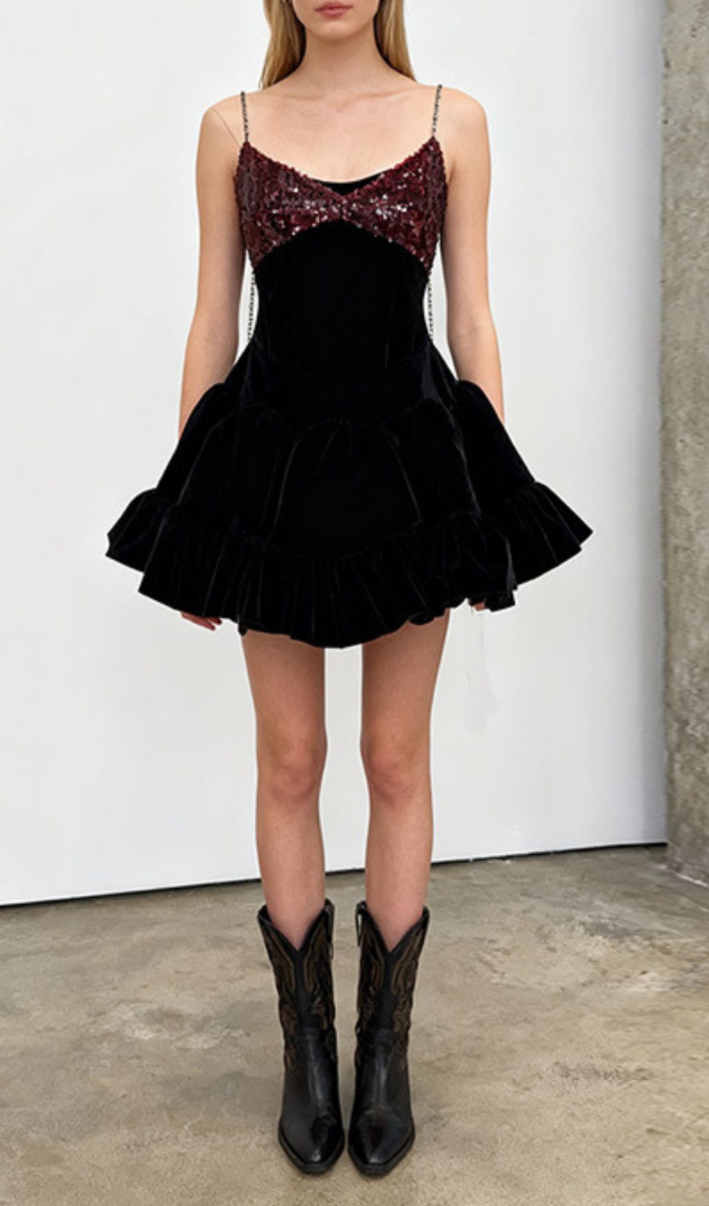 Itai Glamorous Sequin & Velvet Party Mini Dress