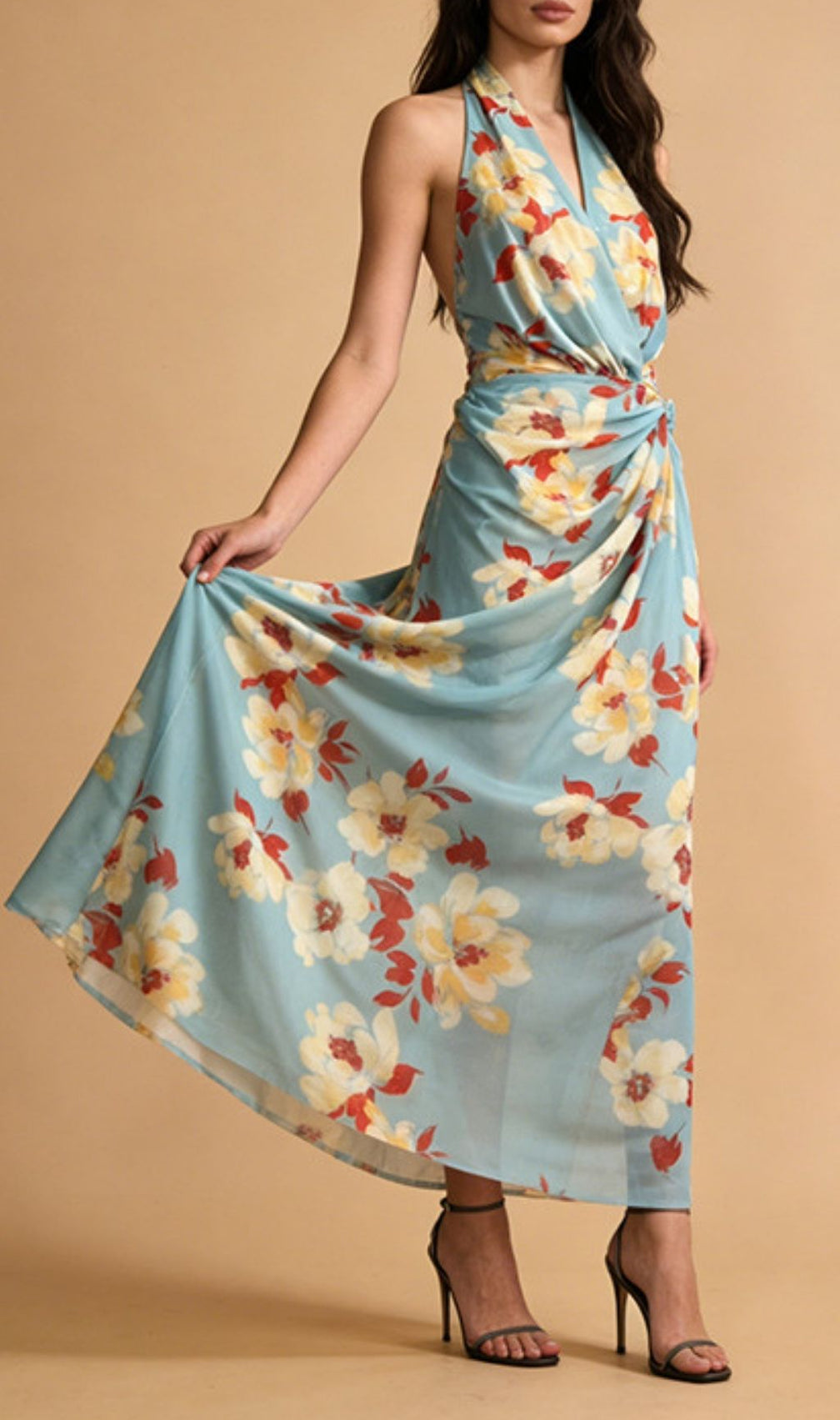 Kerstin Halter Neck Floral Maxi Dress - Elegant Spring & Summer Gown