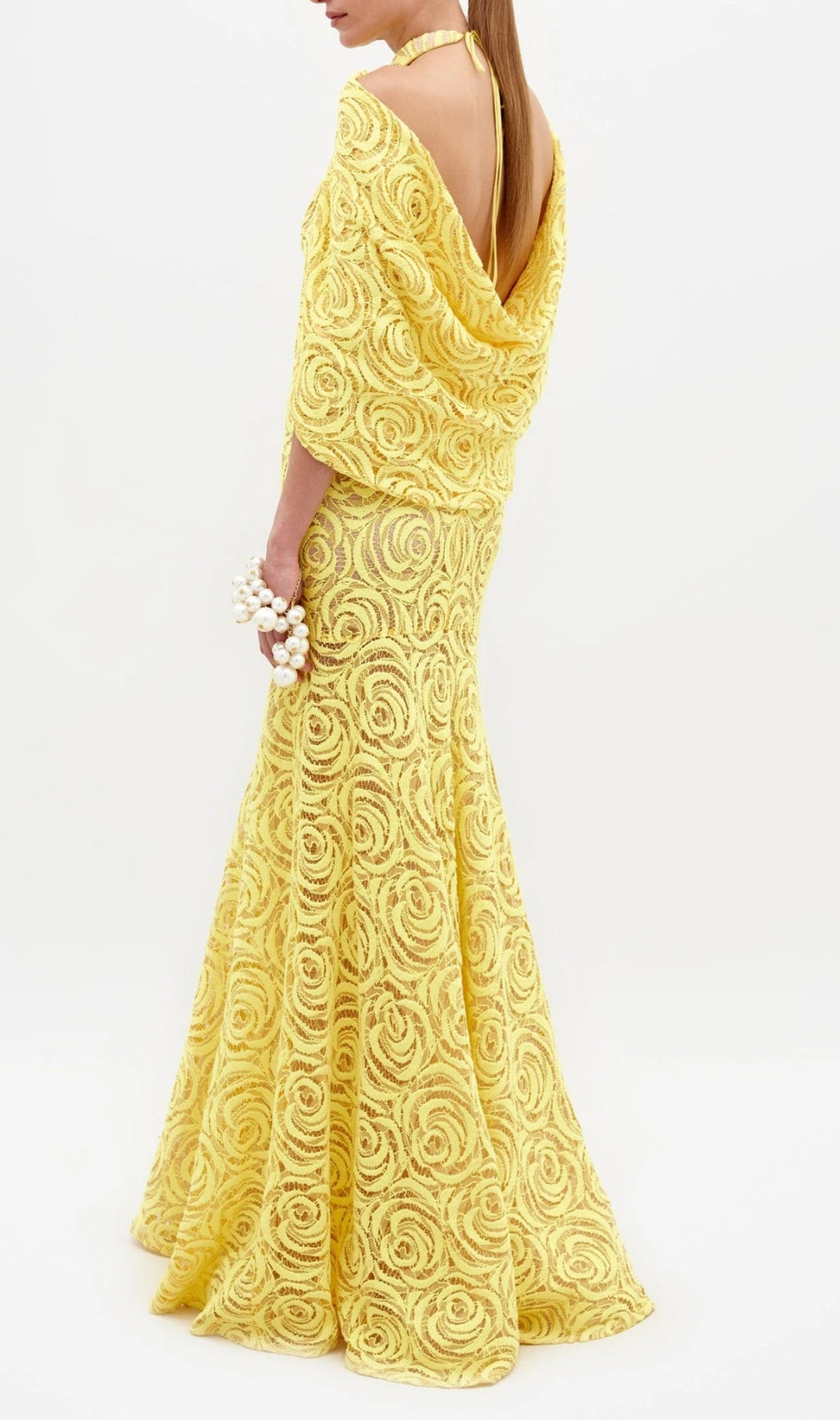 Earla Cloak Sleeve Embroidery Maxi Dress