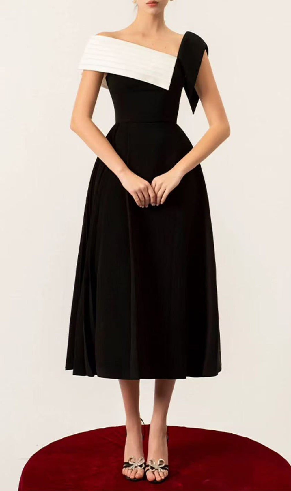 Damia Skew Collar Midi Dress