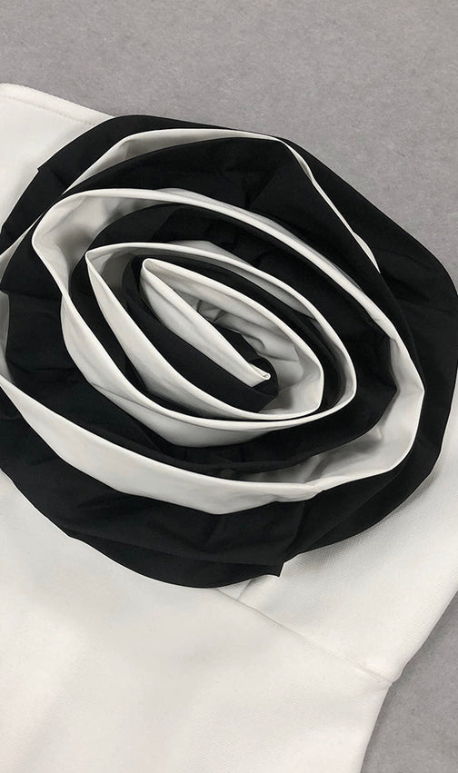 Barra White Flower Maxi Bandage Dress