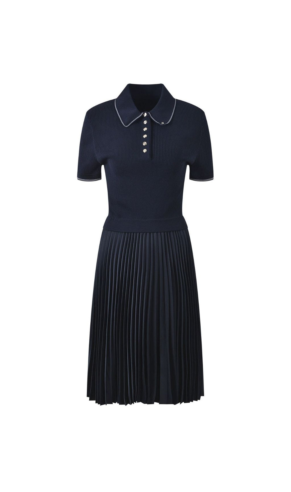 Effortless Chic: Two-Tone Pleated Polo Mini Dress for Women