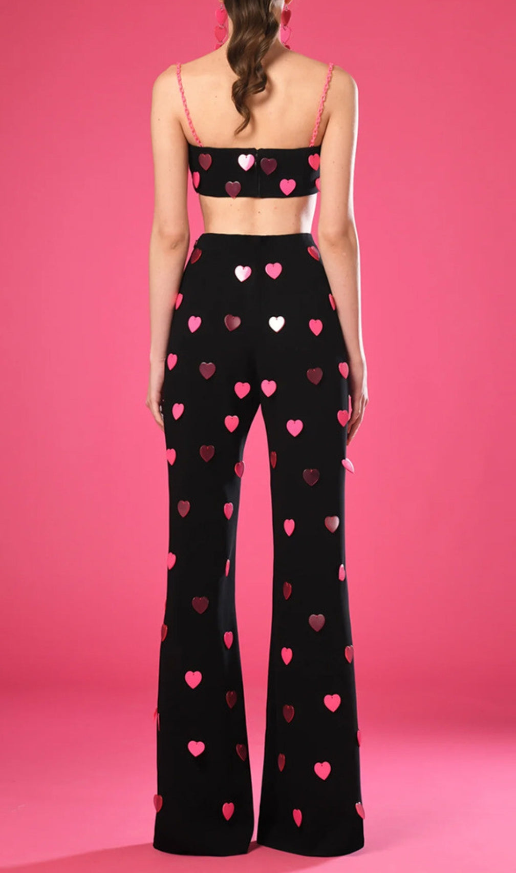 Clovia Pink Heart Embellished Top & Pants Set