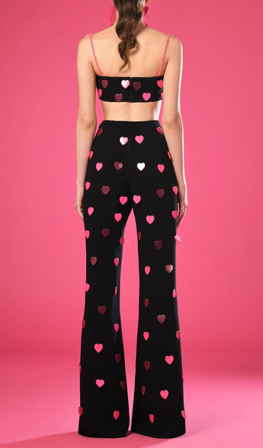 Clovia Pink Heart Embellished Top & Pants Set