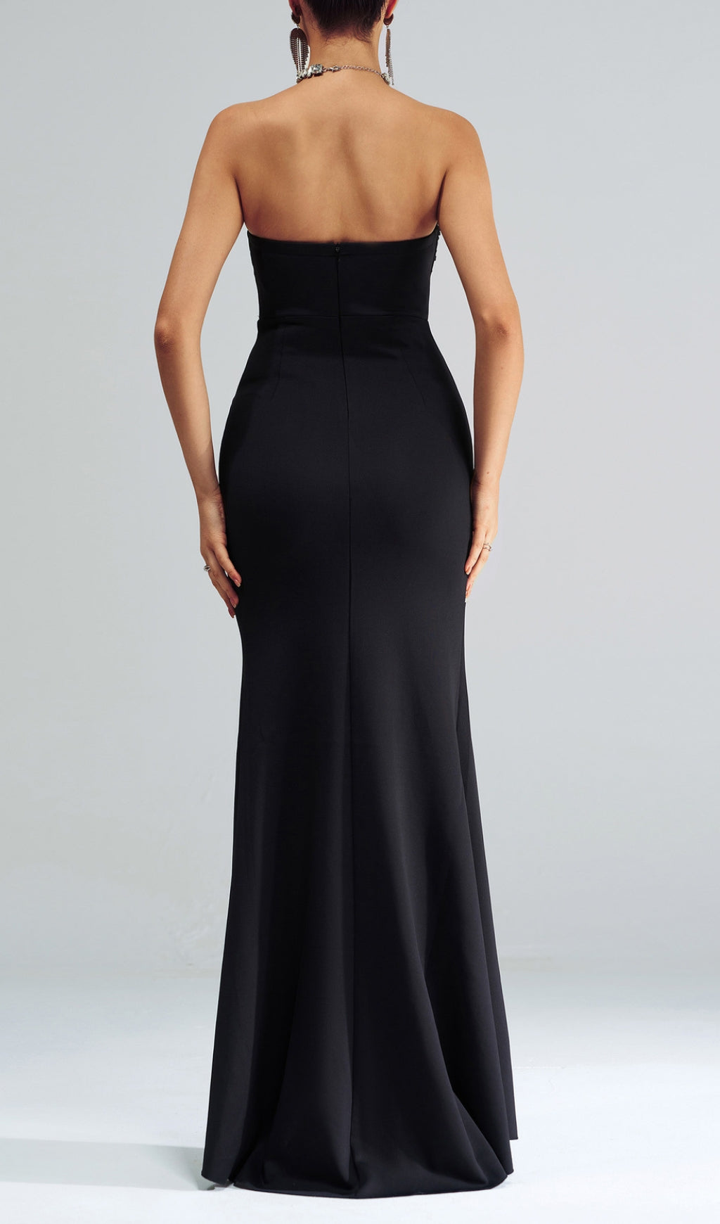 Catiche Black Strapless Corset Maxi Dress