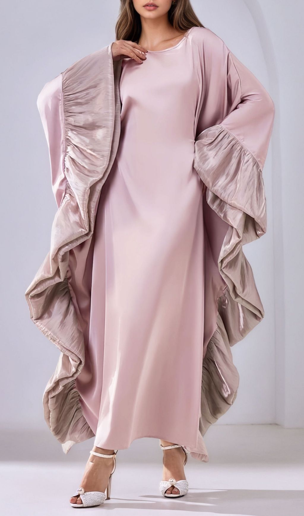 Kirklynn Pink Batwing Sleeve Maxi Dress