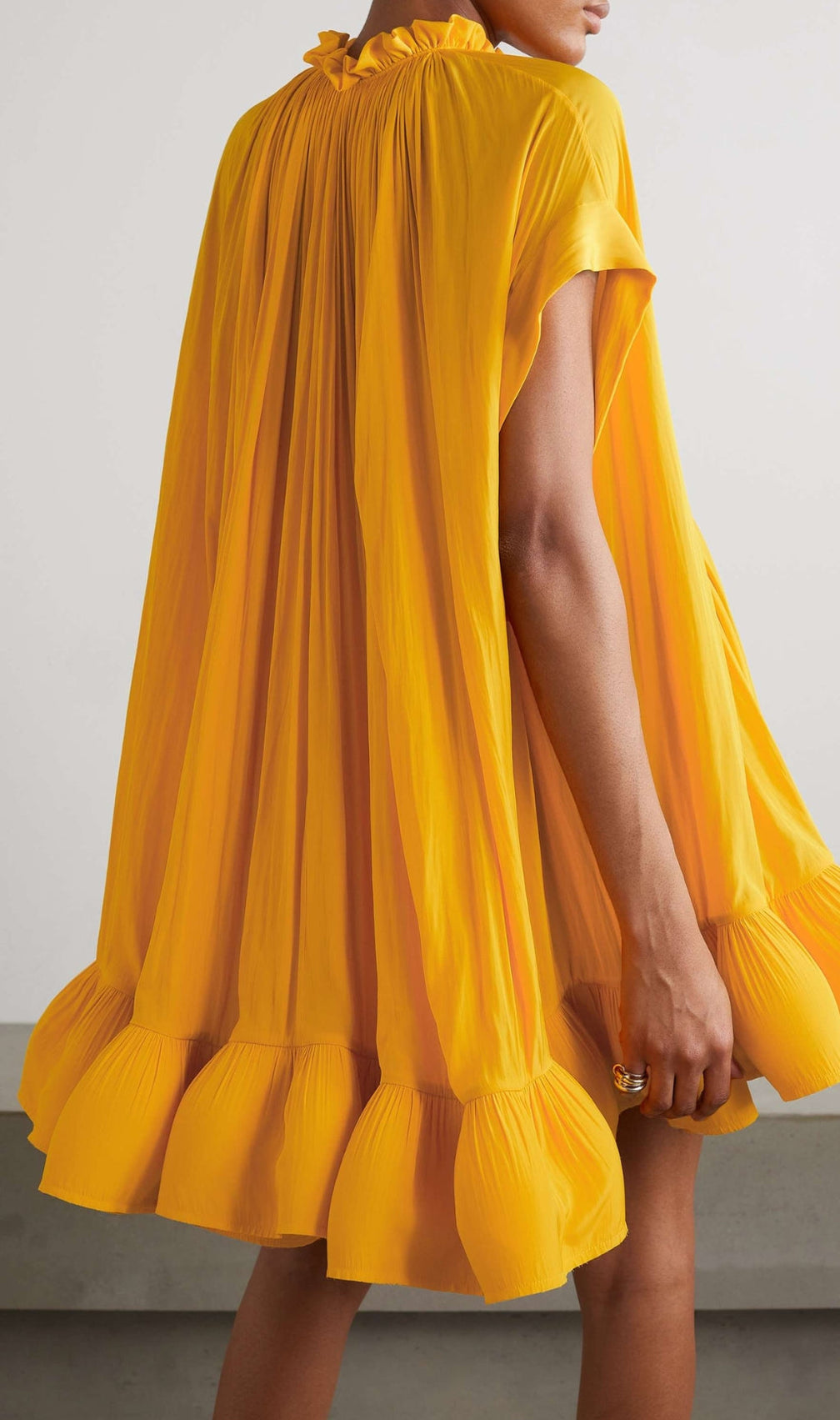 Cape-Effect Belted Charmeuse Mini Dress