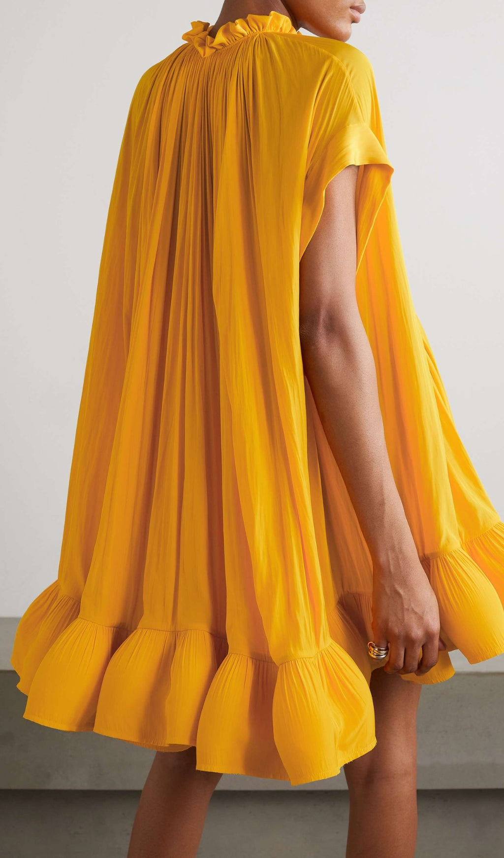 Cape-Effect Belted Charmeuse Mini Dress