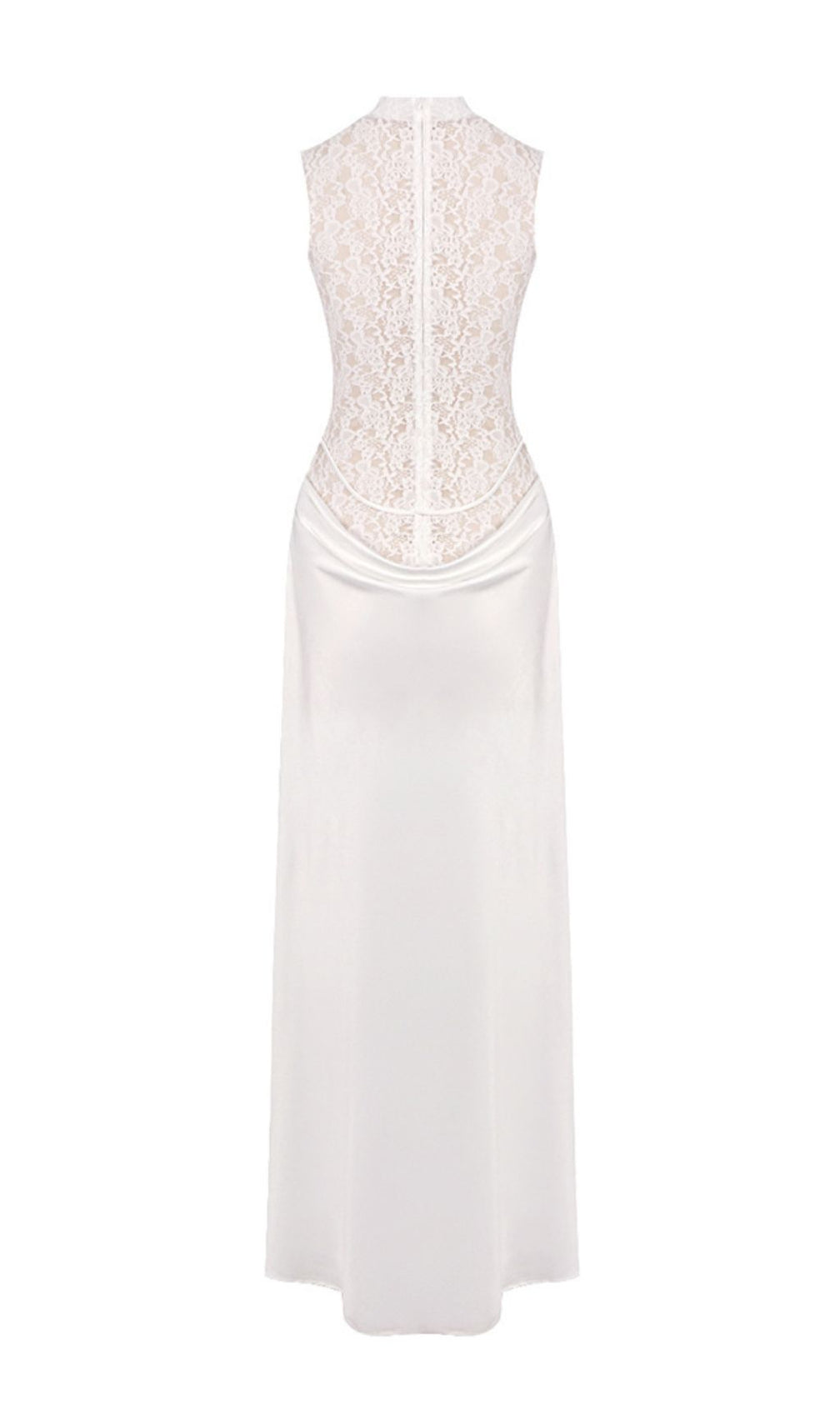 Jazmín Ethereal White Lace & Satin Maxi Dress - Modern Bridal, Gala & Special Occasion Gown